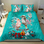 personalised-kookaburra-and-cockatoo-bedding-set-australia-merry-christmas-aboriginal-teal-style