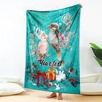 personalised-kookaburra-and-cockatoo-blanket-australia-merry-christmas-aboriginal-teal-style