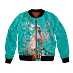 personalised-kookaburra-and-cockatoo-bomber-jacket-australia-merry-christmas-aboriginal-teal-style