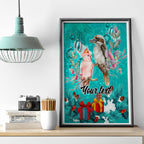 personalised-kookaburra-and-cockatoo-canvas-wall-art-australia-merry-christmas-aboriginal-teal-style