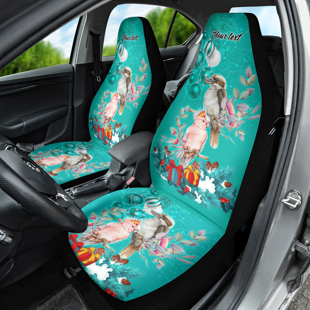 personalised-kookaburra-and-cockatoo-car-seat-cover-australia-merry-christmas-aboriginal-teal-style