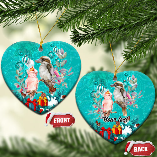 personalised-kookaburra-and-cockatoo-ceramic-ornament-australia-merry-christmas-aboriginal-teal-style
