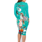 personalised-kookaburra-and-cockatoo-family-matching-long-sleeve-bodycon-dress-and-hawaiian-shirt-australia-merry-christmas-aboriginal-teal-style