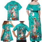 personalised-kookaburra-and-cockatoo-family-matching-off-shoulder-maxi-dress-and-hawaiian-shirt-australia-merry-christmas-aboriginal-teal-style
