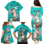 personalised-kookaburra-and-cockatoo-family-matching-puletasi-dress-and-hawaiian-shirt-australia-merry-christmas-aboriginal-teal-style