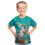 personalised-kookaburra-and-cockatoo-kid-t-shirt-australia-merry-christmas-aboriginal-teal-style