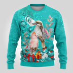 personalised-kookaburra-and-cockatoo-ugly-christmas-sweater-australia-merry-christmas-aboriginal-teal-style