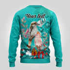 personalised-kookaburra-and-cockatoo-ugly-christmas-sweater-australia-merry-christmas-aboriginal-teal-style