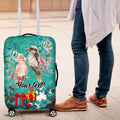 personalised-kookaburra-and-cockatoo-luggage-cover-australia-merry-christmas-aboriginal-teal-style