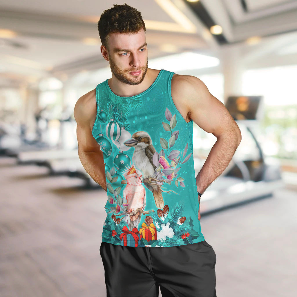 personalised-kookaburra-and-cockatoo-men-tank-top-australia-merry-christmas-aboriginal-teal-style