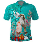 personalised-kookaburra-and-cockatoo-polo-shirt-australia-merry-christmas-aboriginal-teal-style
