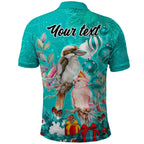 personalised-kookaburra-and-cockatoo-polo-shirt-australia-merry-christmas-aboriginal-teal-style