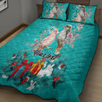 personalised-kookaburra-and-cockatoo-quilt-bed-set-australia-merry-christmas-aboriginal-teal-style