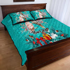 personalised-kookaburra-and-cockatoo-quilt-bed-set-australia-merry-christmas-aboriginal-teal-style