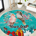 personalised-kookaburra-and-cockatoo-round-carpet-australia-merry-christmas-aboriginal-teal-style
