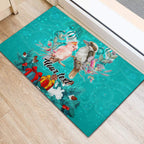 personalised-kookaburra-and-cockatoo-rubber-doormat-australia-merry-christmas-aboriginal-teal-style
