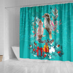 personalised-kookaburra-and-cockatoo-shower-curtain-australia-merry-christmas-aboriginal-teal-style