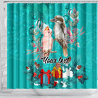 personalised-kookaburra-and-cockatoo-shower-curtain-australia-merry-christmas-aboriginal-teal-style