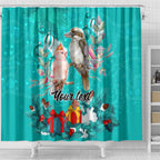 personalised-kookaburra-and-cockatoo-shower-curtain-australia-merry-christmas-aboriginal-teal-style