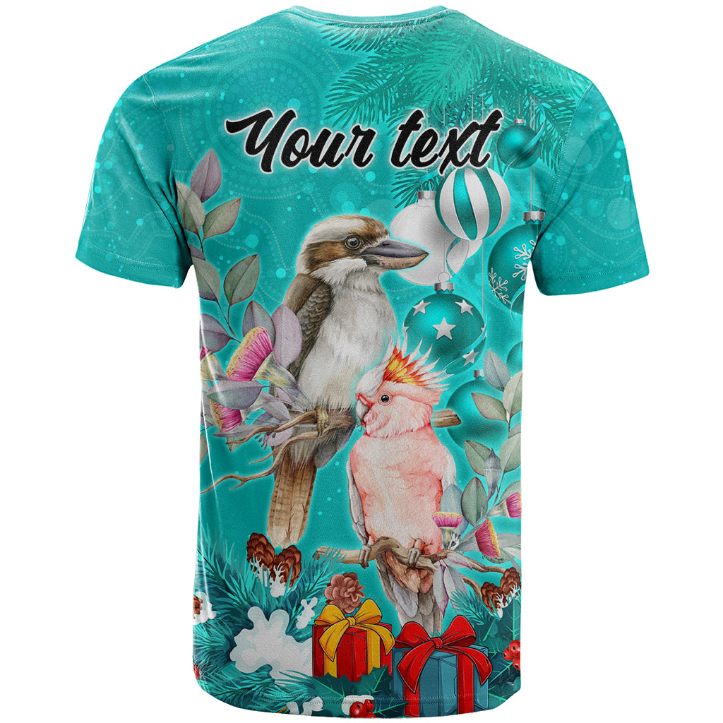 personalised-kookaburra-and-cockatoo-t-shirt-australia-merry-christmas-aboriginal-teal-style