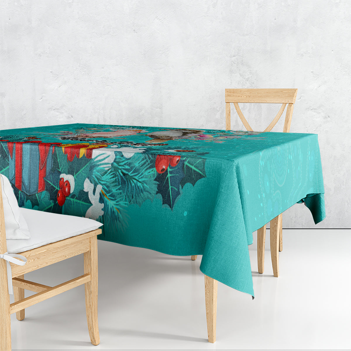 personalised-kookaburra-and-cockatoo-tablecloth-australia-merry-christmas-aboriginal-teal-style