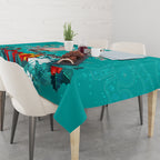 personalised-kookaburra-and-cockatoo-tablecloth-australia-merry-christmas-aboriginal-teal-style