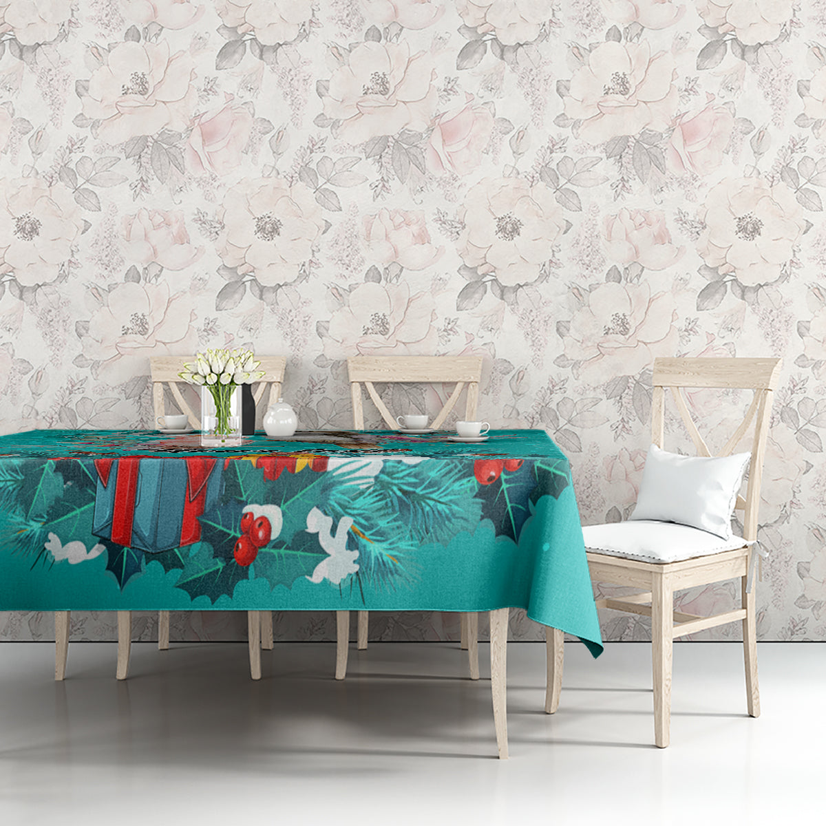 personalised-kookaburra-and-cockatoo-tablecloth-australia-merry-christmas-aboriginal-teal-style