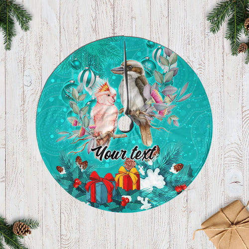 personalised-kookaburra-and-cockatoo-tree-skirt-australia-merry-christmas-aboriginal-teal-style
