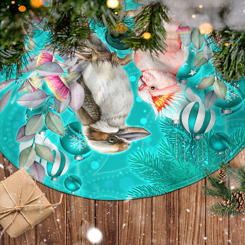personalised-kookaburra-and-cockatoo-tree-skirt-australia-merry-christmas-aboriginal-teal-style