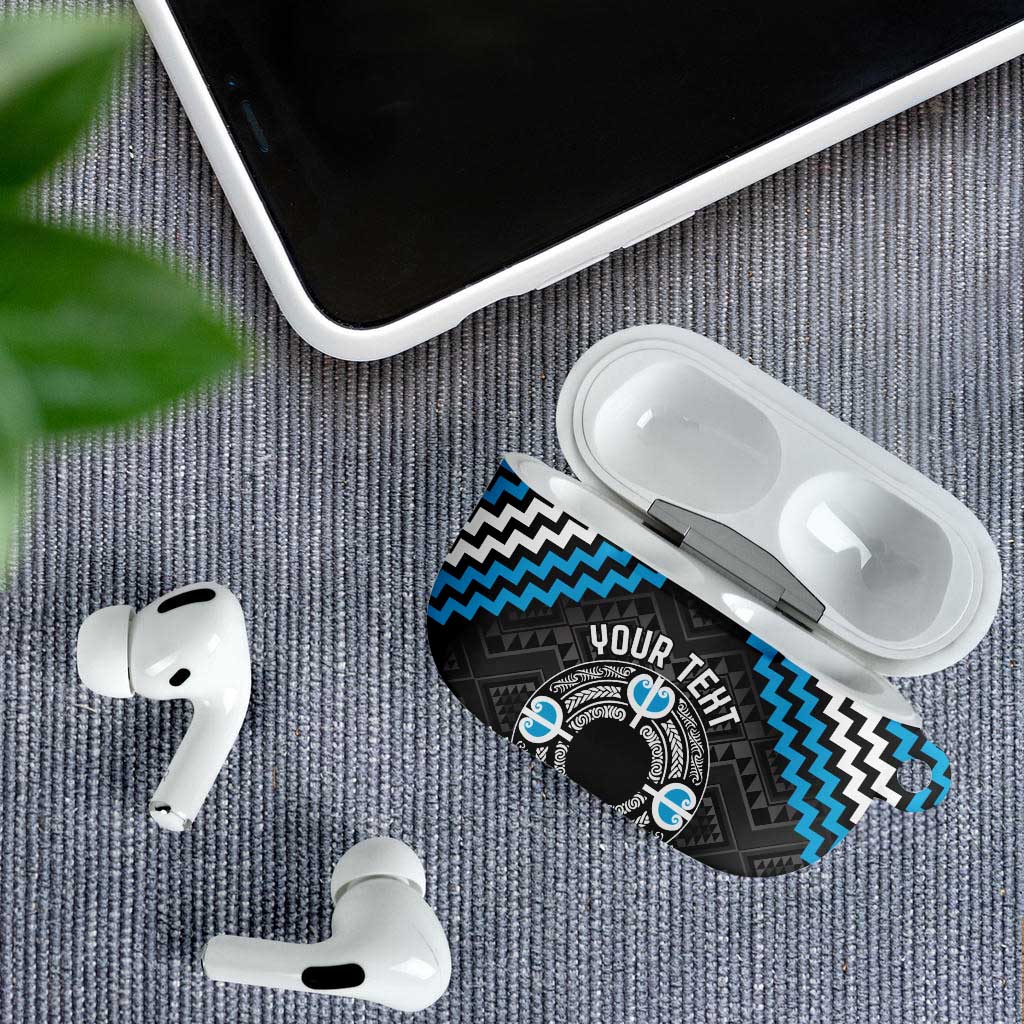 Personalised Aotearoa Niho Taniwha Motif AirPods Case Blue Style - Aussie Hoodie