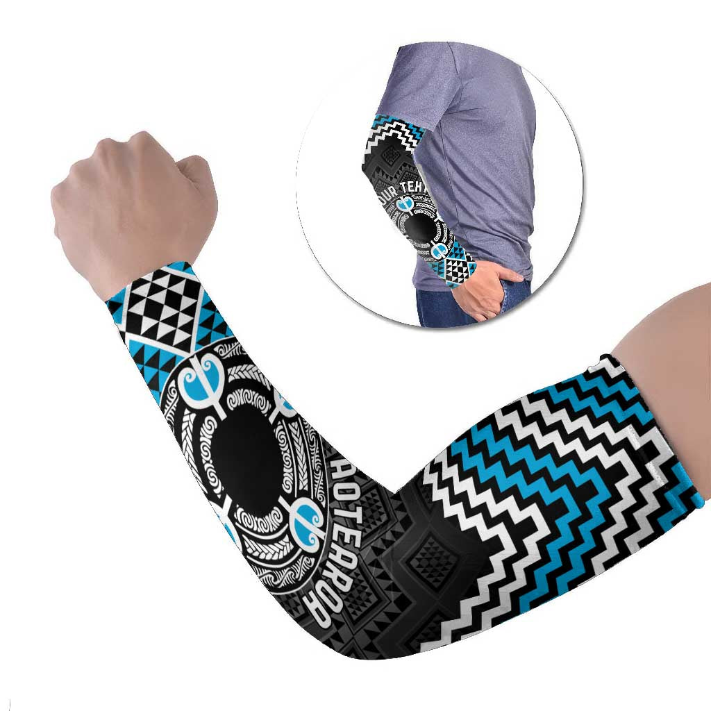 Personalised Aotearoa Niho Taniwha Motif Arm Sleeves Blue Style - Aussie Hoodie