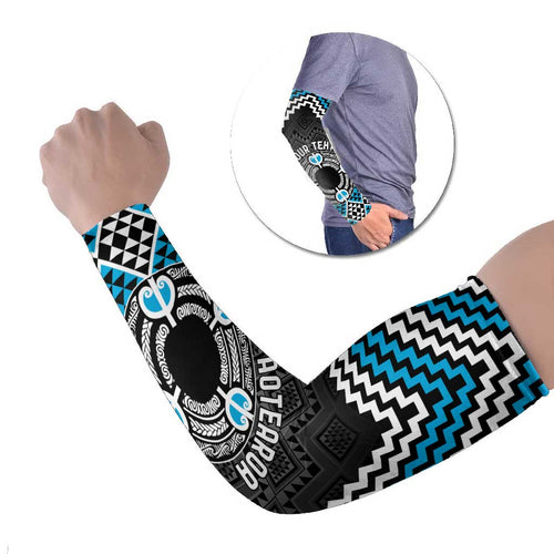 Personalised Aotearoa Niho Taniwha Motif Arm Sleeves Blue Style - Aussie Hoodie