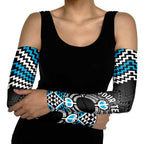 Personalised Aotearoa Niho Taniwha Motif Arm Sleeves Blue Style - Aussie Hoodie