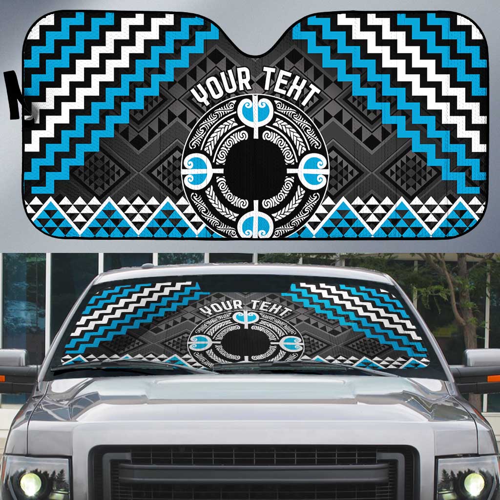 Personalised Aotearoa Niho Taniwha Motif Auto Sun Shade Blue Style - Aussie Hoodie