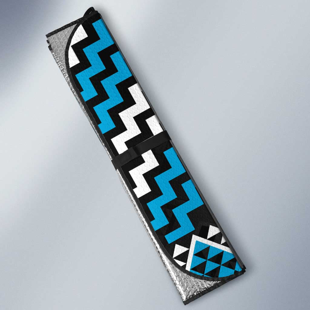 Personalised Aotearoa Niho Taniwha Motif Auto Sun Shade Blue Style - Aussie Hoodie
