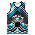 Personalised Aotearoa Niho Taniwha Motif Basketball Jersey Blue Style - Aussie Hoodie