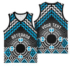 Personalised Aotearoa Niho Taniwha Motif Basketball Jersey Blue Style - Aussie Hoodie