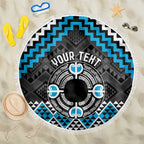 Personalised Aotearoa Niho Taniwha Motif Beach Blanket Blue Style