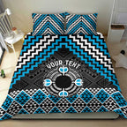 Personalised Aotearoa Niho Taniwha Motif Bedding Set Blue Style
