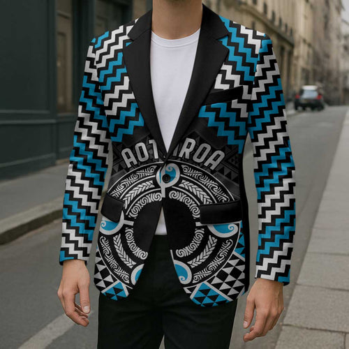 Personalised Aotearoa Niho Taniwha Motif Blazer Blue Style - Aussie Hoodie
