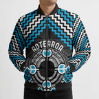 Personalised Aotearoa Niho Taniwha Motif Bomber Puffer Jacket Blue Style - Aussie Hoodie