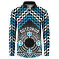 Personalised Aotearoa Niho Taniwha Motif Button Sweatshirt Blue Style