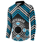 Personalised Aotearoa Niho Taniwha Motif Button Sweatshirt Blue Style