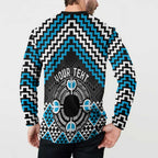 Personalised Aotearoa Niho Taniwha Motif Button Sweatshirt Blue Style
