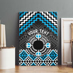Personalised Aotearoa Niho Taniwha Motif Canvas Wall Art Blue Style