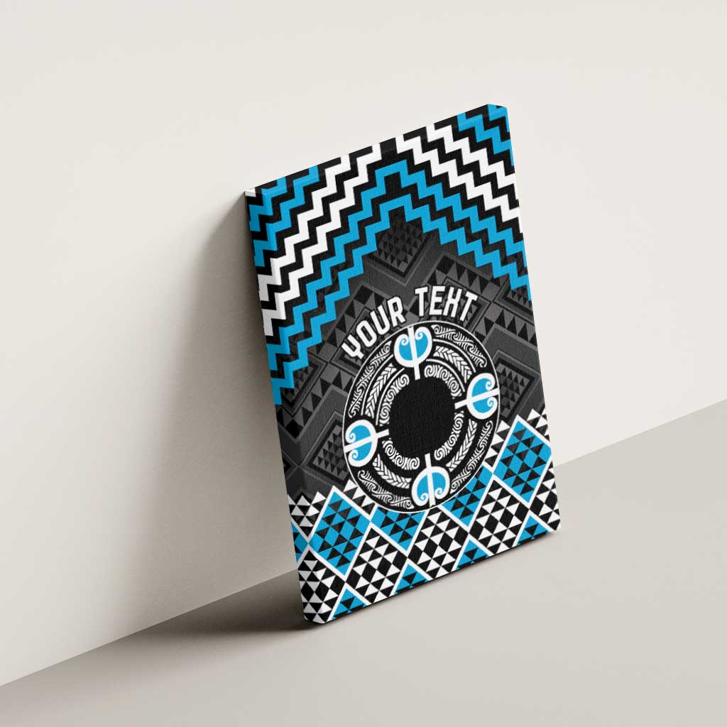 Personalised Aotearoa Niho Taniwha Motif Canvas Wall Art Blue Style