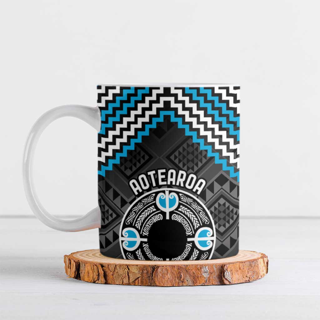 Personalised Aotearoa Niho Taniwha Motif Ceramic Mug Blue Style - Aussie Hoodie