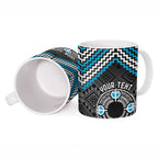 Personalised Aotearoa Niho Taniwha Motif Ceramic Mug Blue Style - Aussie Hoodie