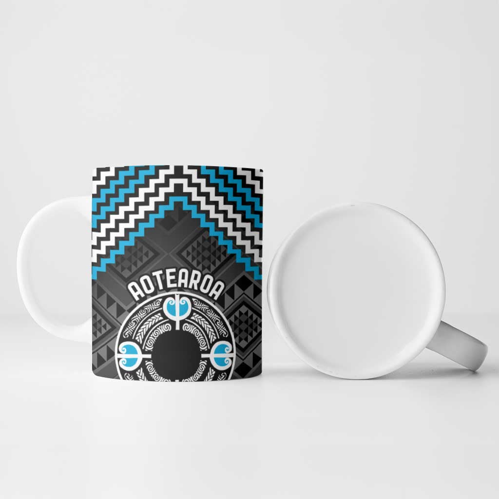 Personalised Aotearoa Niho Taniwha Motif Ceramic Mug Blue Style - Aussie Hoodie