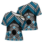 Personalised Aotearoa Niho Taniwha Motif Cross Shoulder Shirt Blue Style - Aussie Hoodie